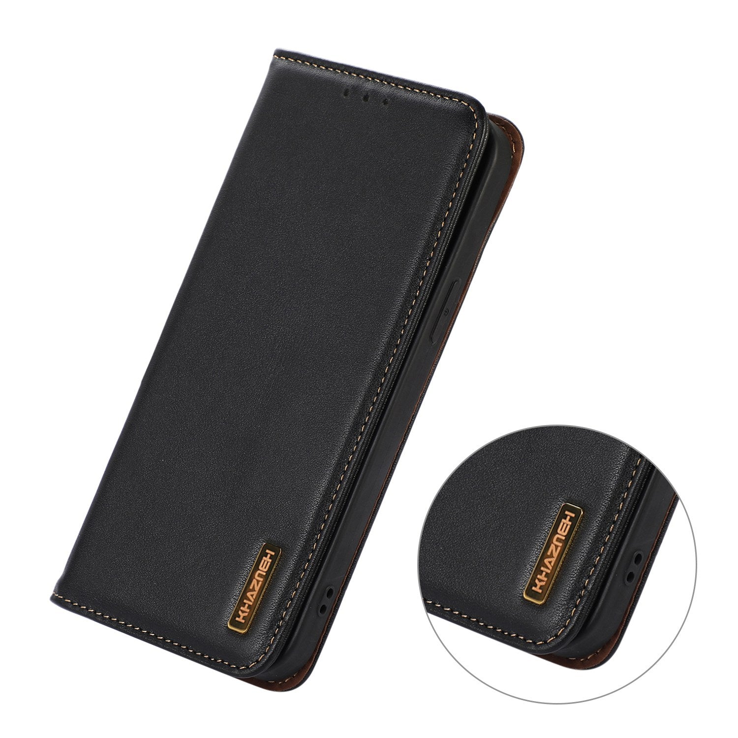 KHAZNEH For Xiaomi Redmi A3 / Poco C61 4G Wallet Case Genuine Cow Leather Stand Phone Cover Nappa Texture KHAZNEH For Xiaomi Redmi A3 / Poco C61 4G Wallet Case Genuine Cow Leather Stand Phone Cover Nappa Texture